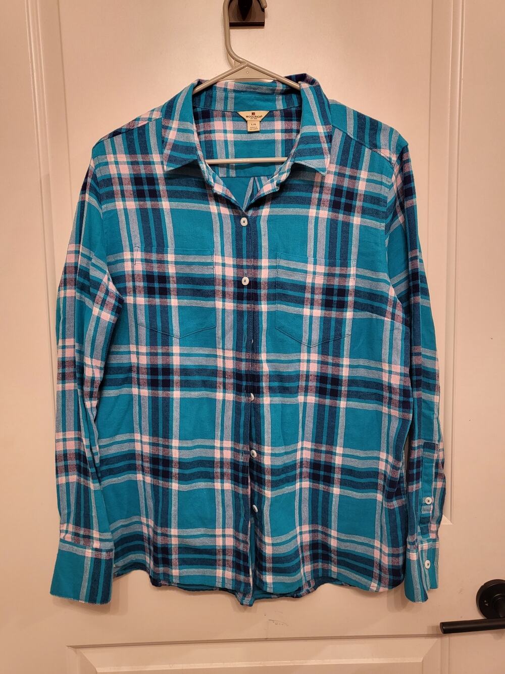 Woolrich blue plaid flannel shirt Large